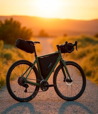 Gravel bike su misura con borse bikepacking artigianali