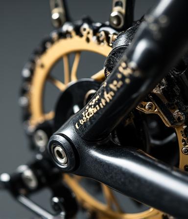 Dettaglio del deragliatore posteriore gold limited edition