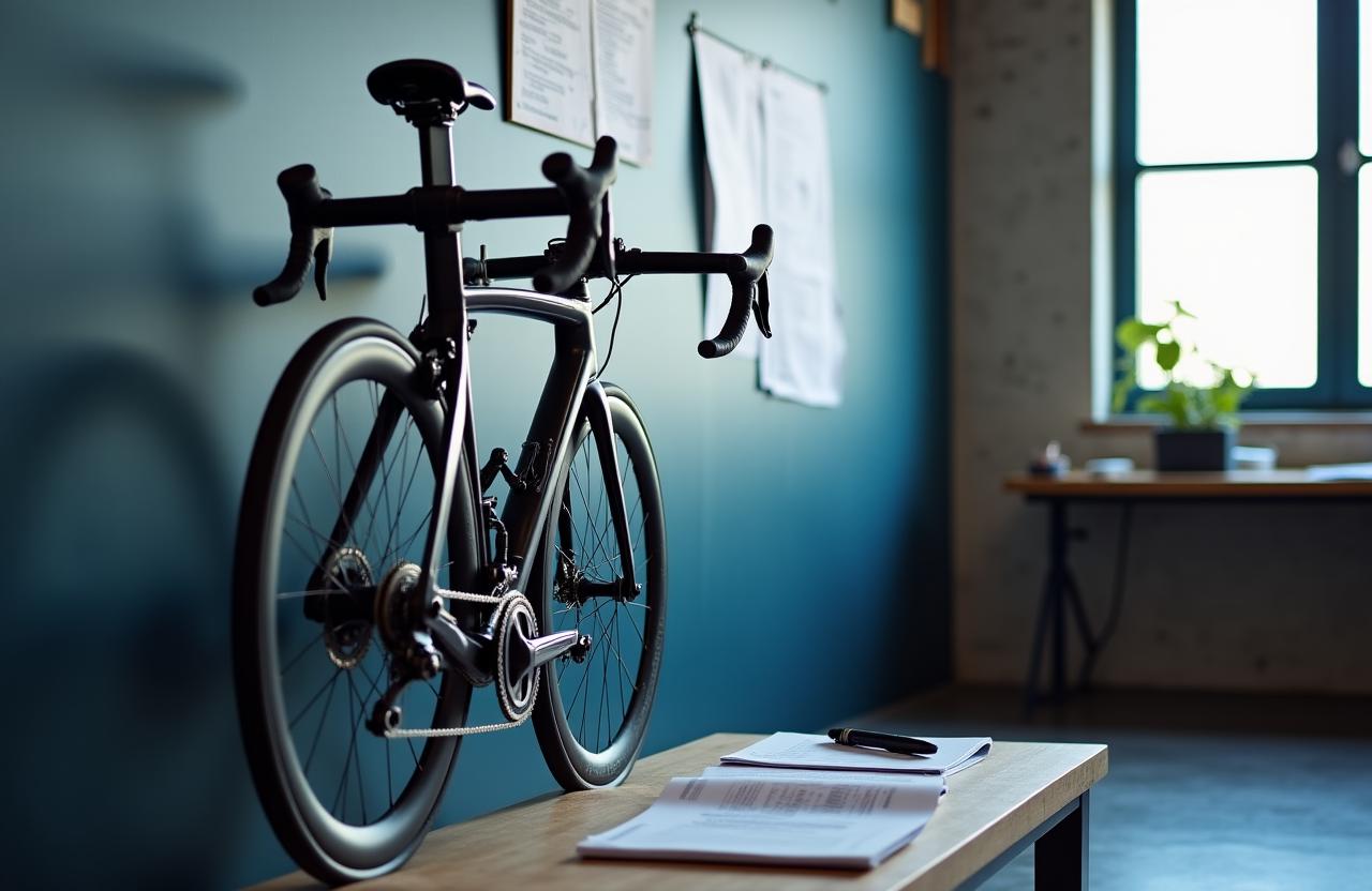 Bicicletta professionale con documenti legali curati