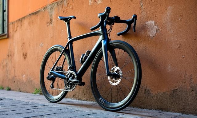 Bicicletta custom di alta gamma su strada romana